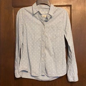 Madewell polka dot chambray button down